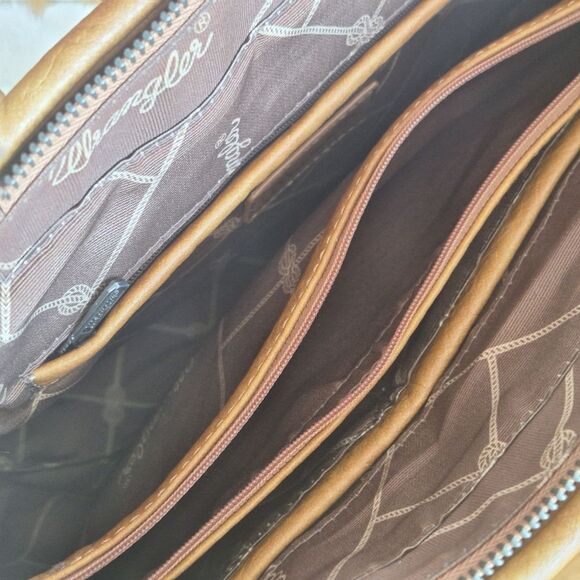 Wrangler Concealed Carry Tote Hair-on Cowhide Fringe Tooled Crossbody Bag Purse - Picture 14 of 16